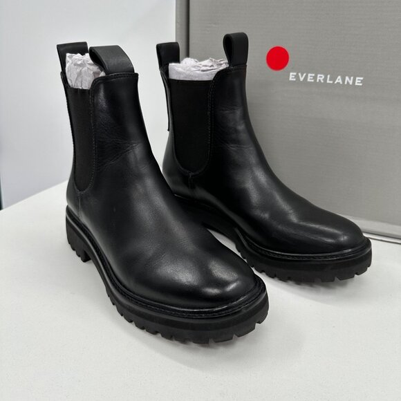 Everlane The Lug Chelsea Boot in Black sz 6.5 Women's Leather Ankle Chunky Sole - Picture 2 of 9